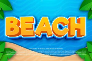 Beach 3d bold style editable text effect