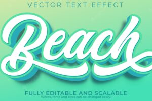 Beach text effect, editable summer and travel text style