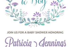 Beautiful baby shower invitation with watercolor flowers
