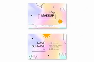 Beauty horizontal business card template with gradient pastel colors