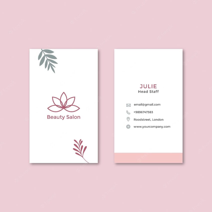 Beauty salon double-sided vertical business card