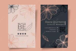 Beauty salon floral vertical business card