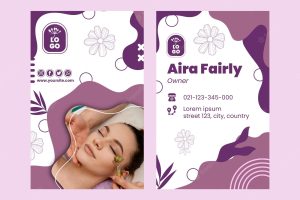 Beauty salon vertical business card template