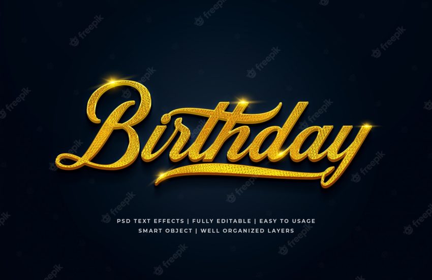 Birthday 3d text style effect