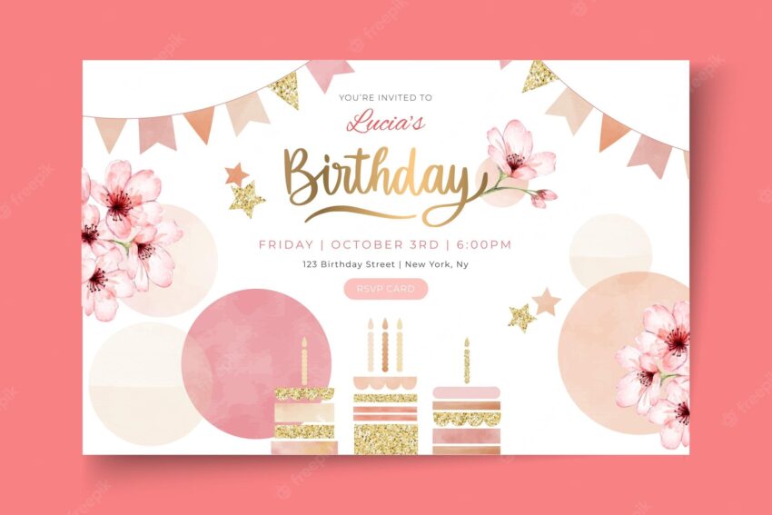 Birthday banner template with flowers