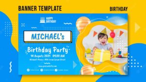 Birthday banner template with photo