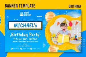 Birthday banner template with photo