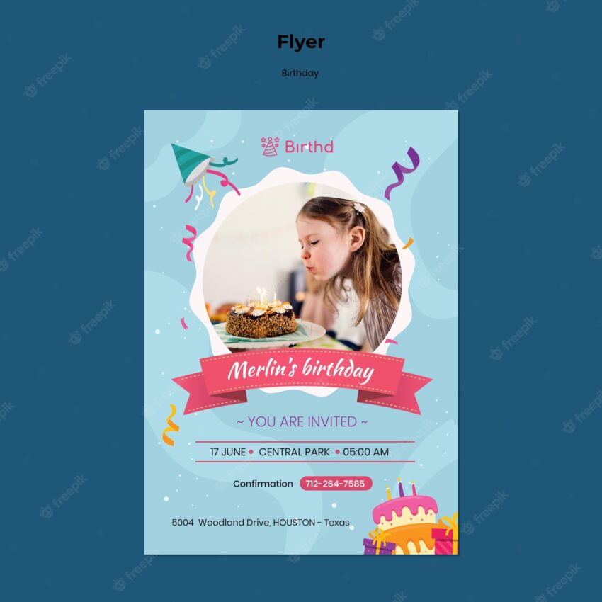 Birthday invitation flyer template