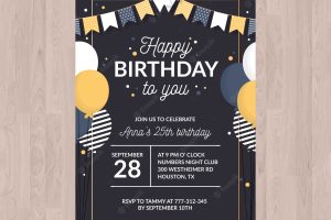 Birthday invitation template in flat style