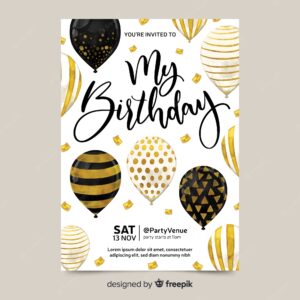 Birthday invitation with balloons