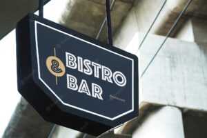 Bistro and bar restaurant board mockup
