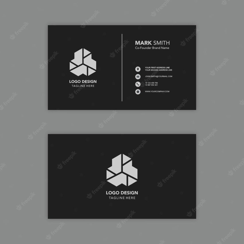 Black business card free vector template card