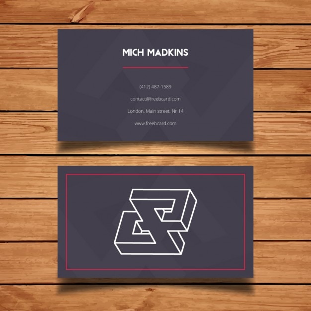 Black business card with geometric shapes