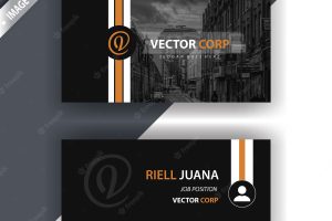 Black business card with gold details