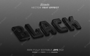 Black editable text effect