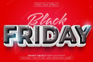 Black friday glossy editable 3d style text effect