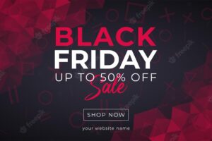Black friday sale banner with geometric background