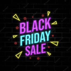 Black friday sale discount neon style banner