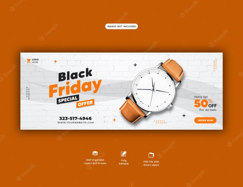 Black friday special offer facebook cover banner template