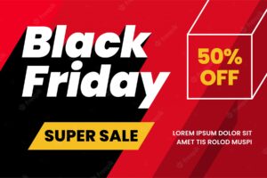 Black friday super sale 50% off banner template