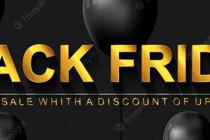 Black friday super sale banner horizontal poster with dark background with golden text