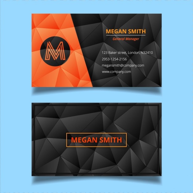 Black and orange polygonal business card