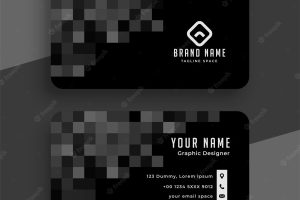 Black pixel business card template design
