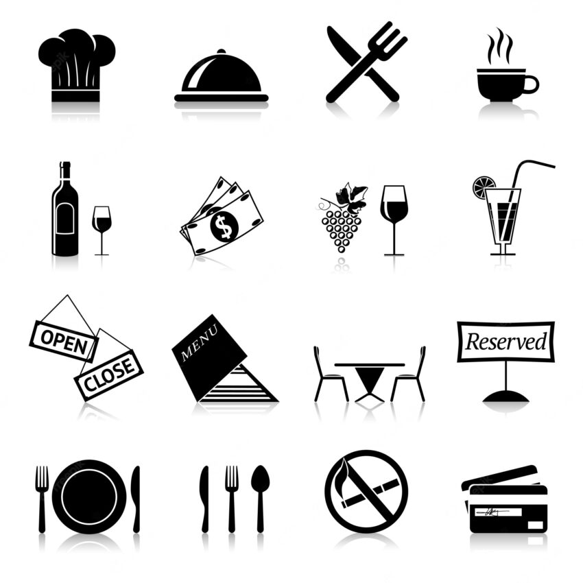 Black restaurant icons