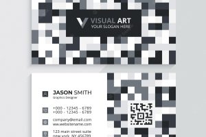 Black and white business card in pixels style