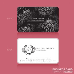Black and white business card with flowers