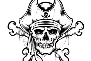 Black white pirates skull vector illustration