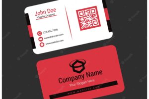 Black, white and red business card