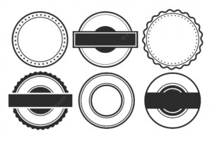 Blank empty circular stamps or labels set of six