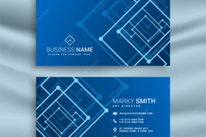 Blue abstract shape business card design