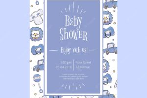 Blue baby shower invitation template