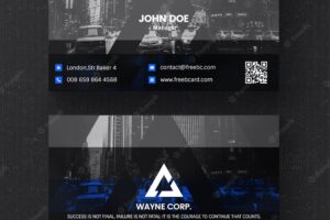 Blue and black business card template