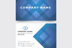 Blue business card template with geometric shapes