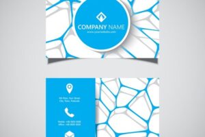 Blue business card with abstract shapes