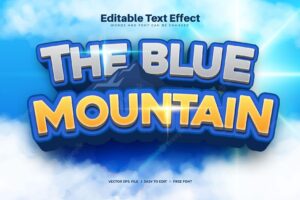 The blue mountain text effect