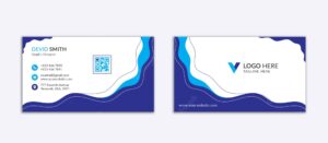 Blue name card and business card premium vector