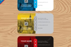Blue, yellow and red business card