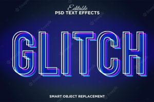 Blur line text effect. editable glitch text effect