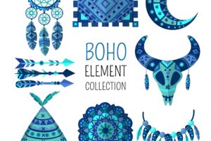 Boho element collection with flat design