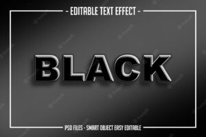 Bold modern 3d black glossy text style editable font effect