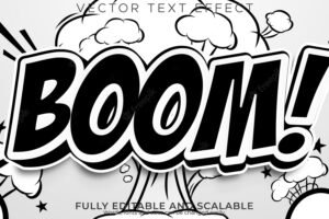 Boom text effect editable comic and comic book text style