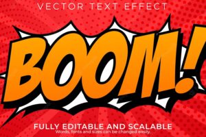 Boom text effect, editable comic and speech text style