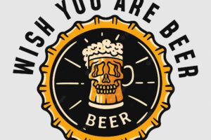 Bottle cap illustration with skull beer image