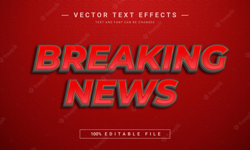 Breaking news 3d editable text effect
