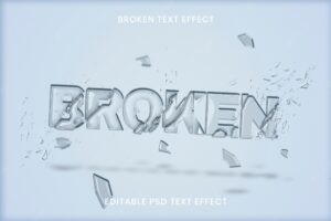 Broken glass text effect psd editable template