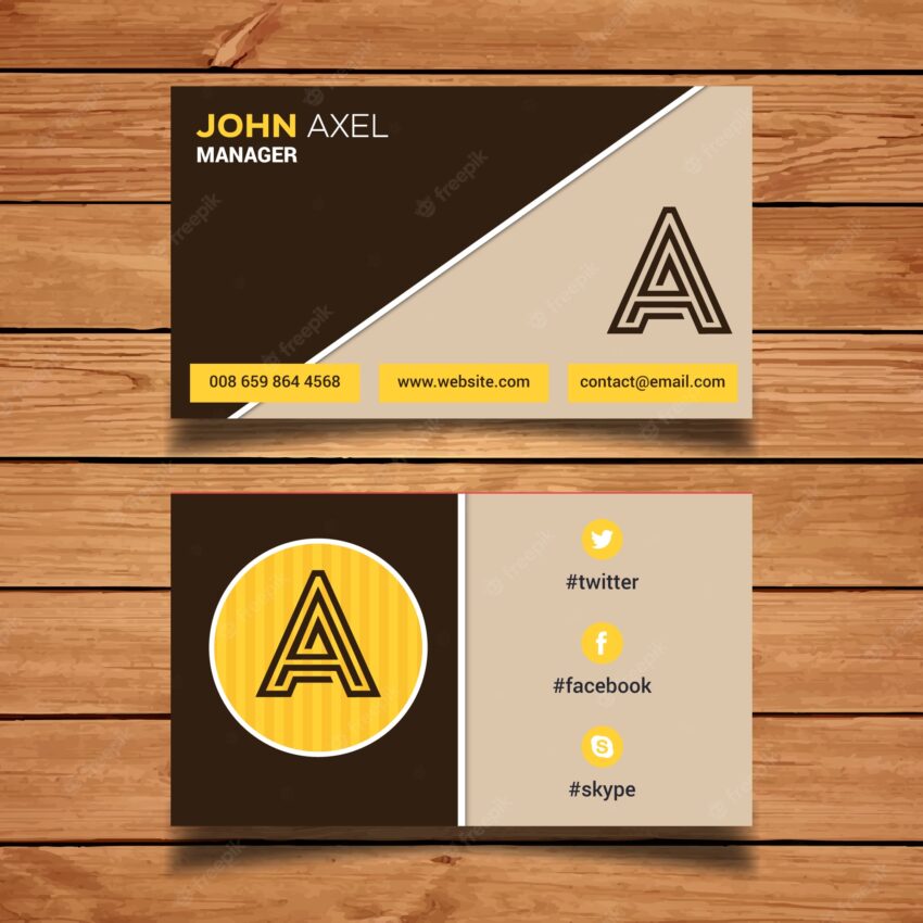 Brown and yellow business card template